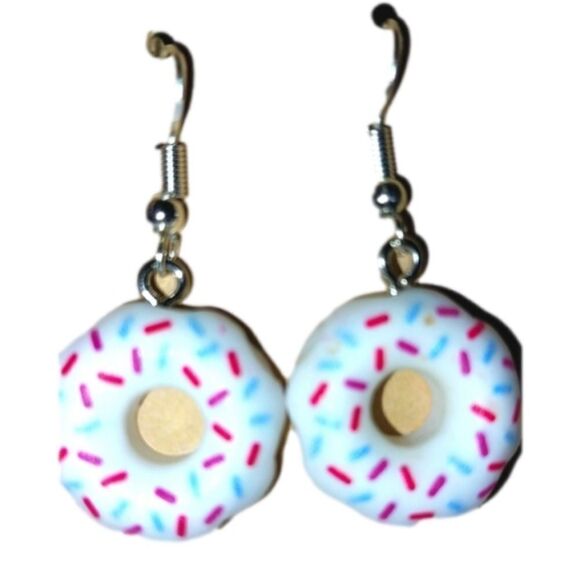 Hand crafted doughnut dangle earrings - Picture 1 of 6